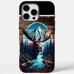 Bull Moose Wood Art iPhone 16 Pro Max Case