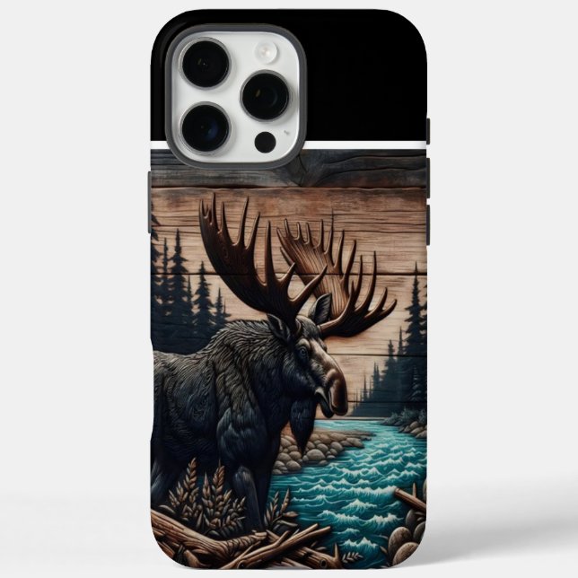 Bull Moose Wood Carving Case-Mate iPhone Case (Back)