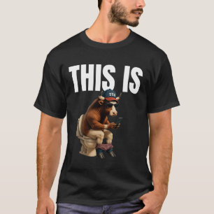 Bull playing with a phone While sitting on a toile T-Shirt
