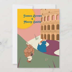 Bull Princess Ancient Roman Sun Wedding Invitation