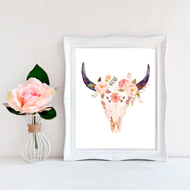 Bull Print, Boho Room Decor, Boho Wall Art (Creator Uploaded)