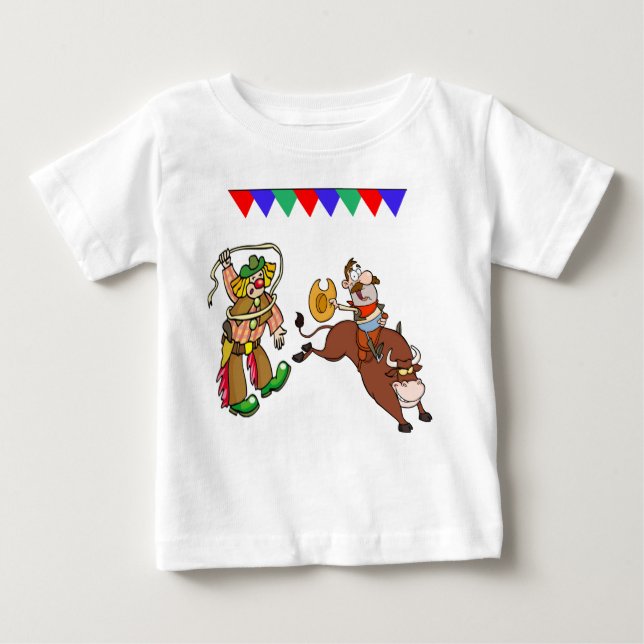 Bull Rider and Rodeo Clown Baby T-Shirt (Front)