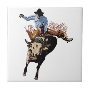 Bull Rider Ceramic Tile