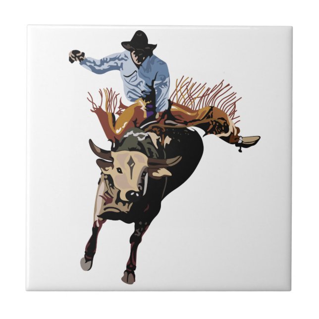 Bull Rider Ceramic Tile (Front)
