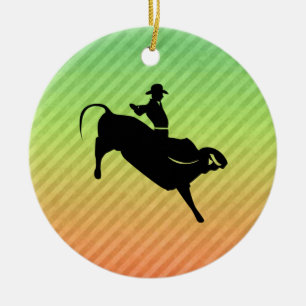 Bull Rider Ceramic Tree Decoration