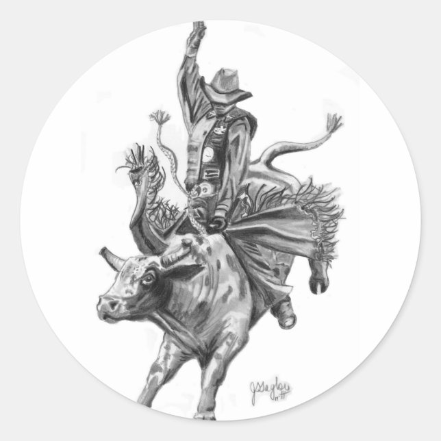 Bull Rider Classic Round Sticker (Front)