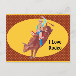 Bull Rider ~ I Love Rodeo Postcard