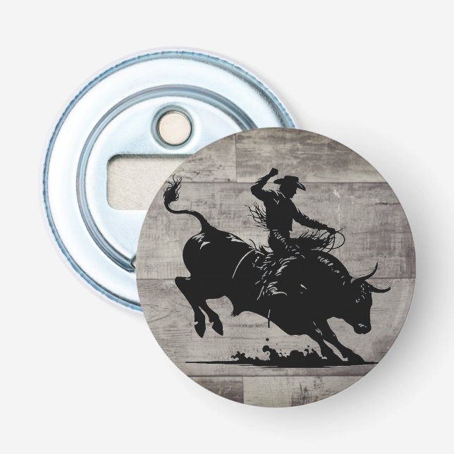  Bull Rider Rodeo Rustic Bottle Opener (Front)