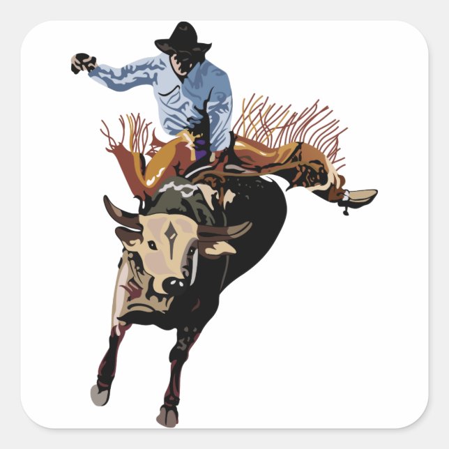 Bull Rider Square Sticker (Front)