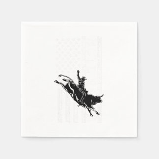Bull Rider USA Flag Cowboy Rodeo Country Western G Napkin