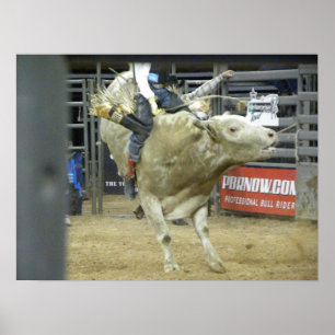 Bull Riding Action Poster
