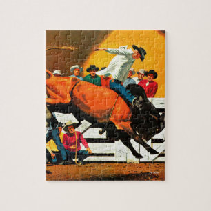 Bull Riding by Fred Ludekens Jigsaw Puzzle