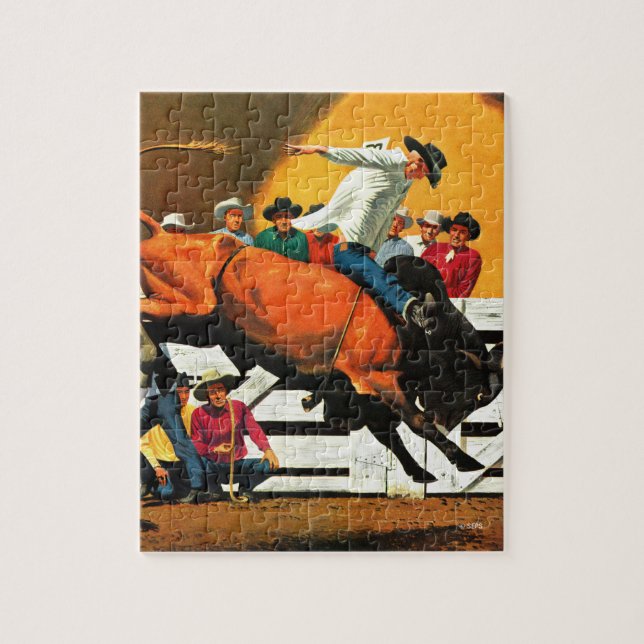 Bull Riding by Fred Ludekens Jigsaw Puzzle (Vertical)