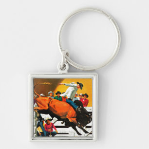 Bull Riding by Fred Ludekens Key Ring