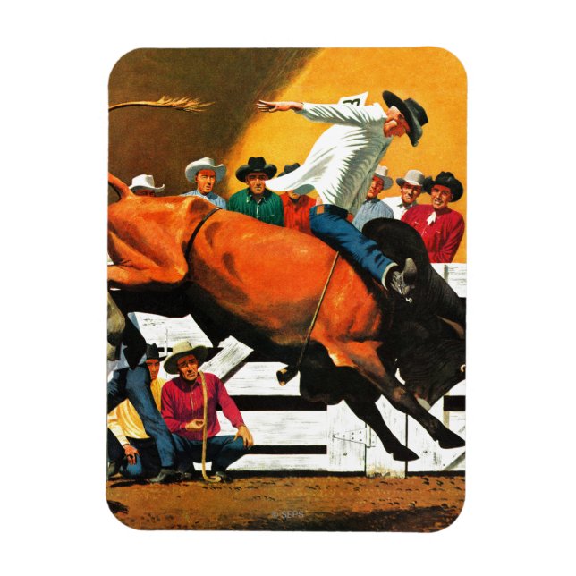 Bull Riding by Fred Ludekens Magnet (Vertical)