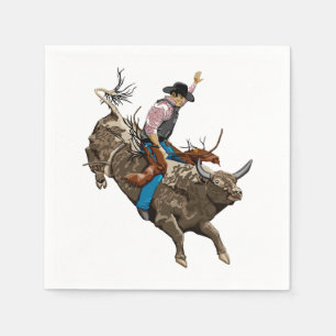 Bull riding rodeo cowboy  napkin