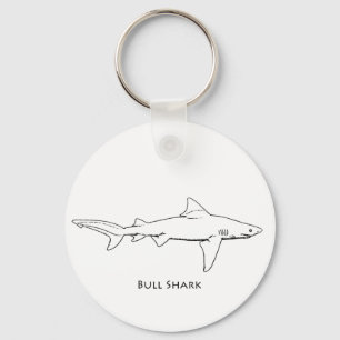 Bull Shark (line art) Key Ring