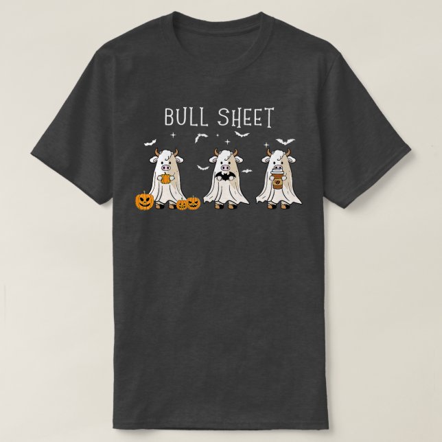 Bull Sheet Boo Ghost Cow Halloween Funny Bull Shee T-Shirt (Design Front)