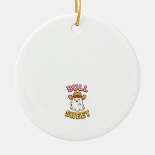 Bull Sheet Cute Ghost Cowboy Vintage Funny T-Shirt Ceramic Ornament