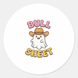 Bull Sheet Cute Ghost Cowboy Vintage Funny T-Shirt Classic Round Sticker