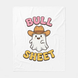 Bull Sheet Cute Ghost Cowboy Vintage Funny T-Shirt Fleece Blanket