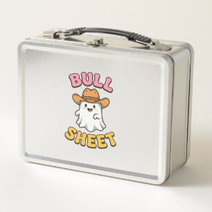 Bull Sheet Cute Ghost Cowboy Vintage Funny T-Shirt Metal Lunch Box