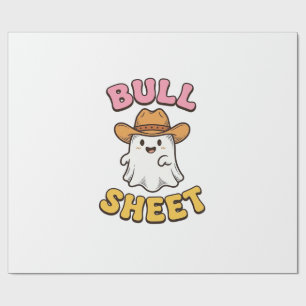 Bull Sheet Cute Ghost Cowboy Vintage Funny T-Shirt Wrapping Paper
