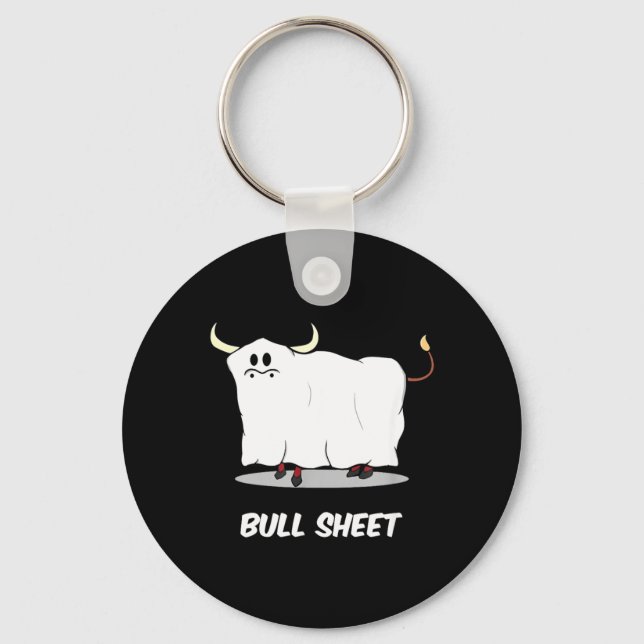 Bull Sheet Ghost Funny Halloween Key Ring (Front)