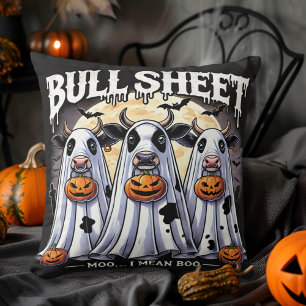 Bull Sheet moo boo Funny Halloween Cushion