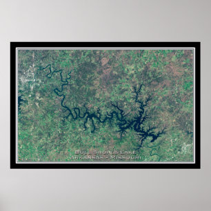 Bull Shoals Lake Arkansas - Missouri Satellite Map Poster