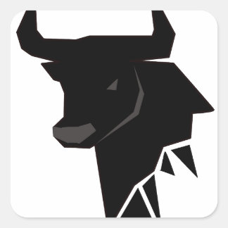 Bull Silhouette Zodiac Square Sticker