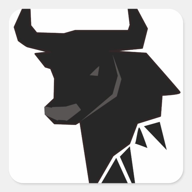 Bull Silhouette Zodiac Square Sticker (Front)