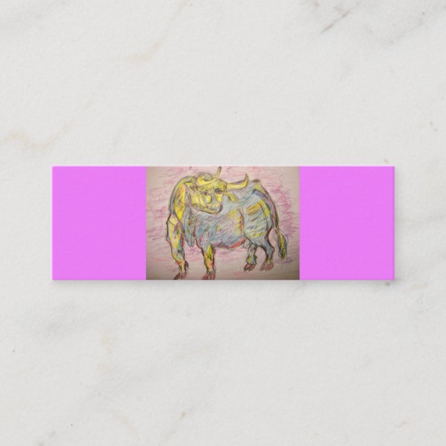 Bull Sketch Mini Business Card (Front)