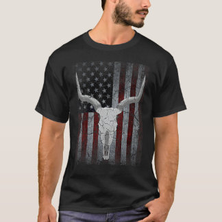 Bull Skull American Flag Cow Skull Western Graphic T-Shirt