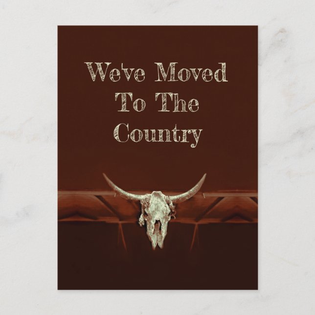 Bull Skull Brown Country Western Style Moving Postcard (Front)
