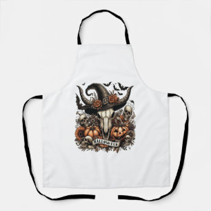 Bull Skull Halloween Cow Apron