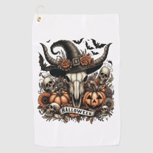 Bull Skull Halloween Cow Golf Towel