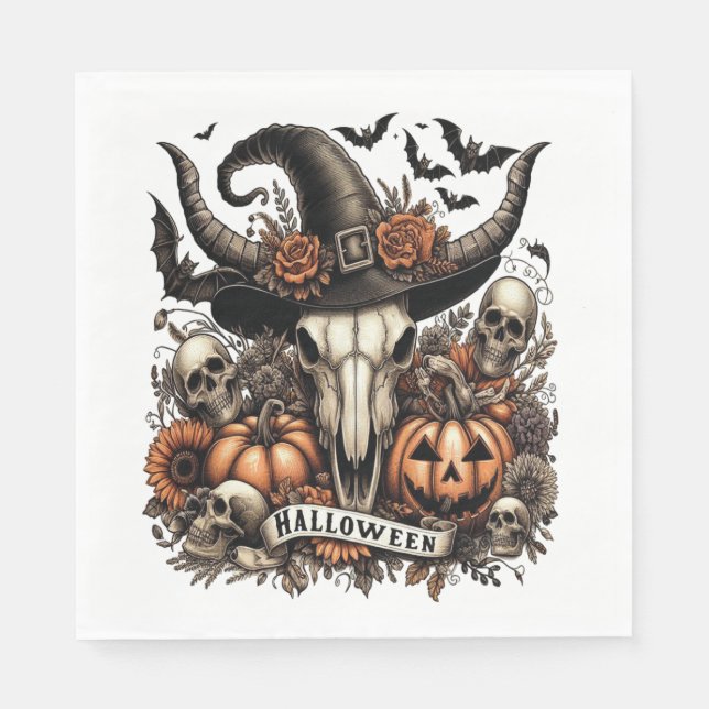 Bull Skull Halloween Cow Napkin (Front)