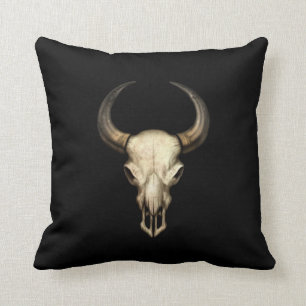 Bull Skull on Black Cushion