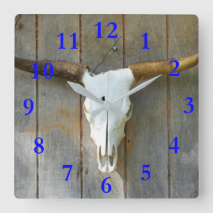 Bull Skull Square Wall Clock
