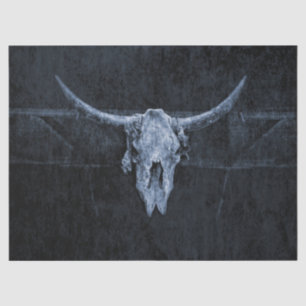 Bull Skull Western Country Black And White Rustic Tissue Paper