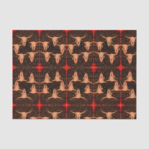 Bull Skull Western Country Brown Red Rustic Tissue Paper