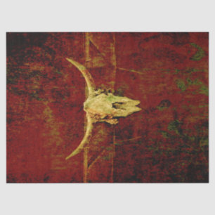 Bull Skull Western Country Brown Rustic Grunge Art Tissue Paper