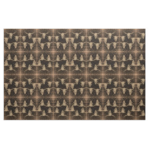 Bull Skull Western Country Brown Sepia Rustic Art Fabric