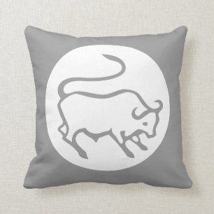 BULL / taurus astrology  GREY / WHITE pillow