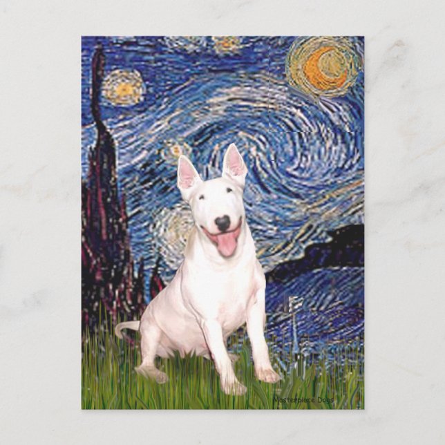 Bull Terrier 4 - Starry Night (Vert) Postcard (Front)