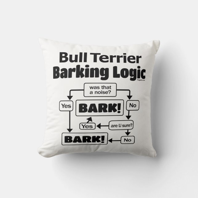 Bull Terrier Barking Logic Cushion (Front)