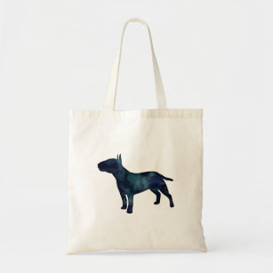 Bull Terrier Black Watercolor Dog Silhouette Tote Bag