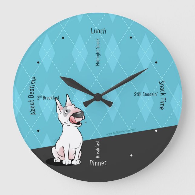 Bull Terrier Cartoon Wall Clock (Front)