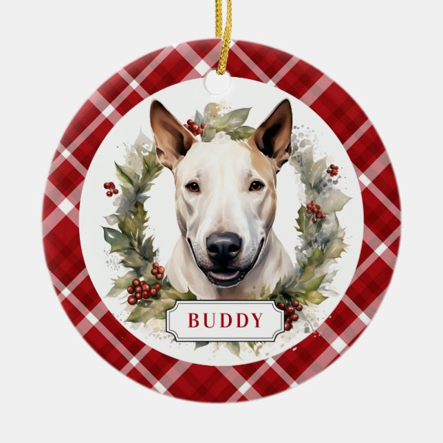 Bull Terrier Ceramic Circle Ornament (Front)